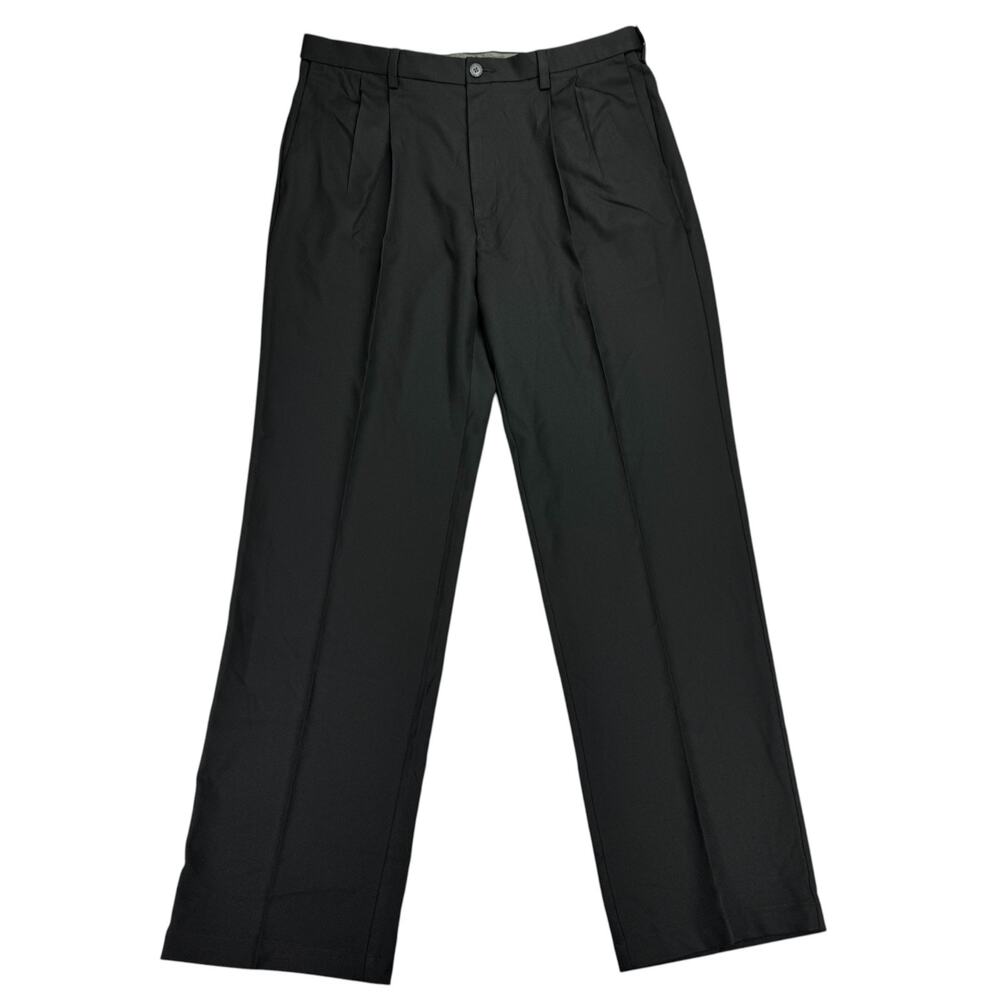 Haggar Mens Cool 18 Pro Classic Fit Pleated Stretch Dress Pants Black 38x34